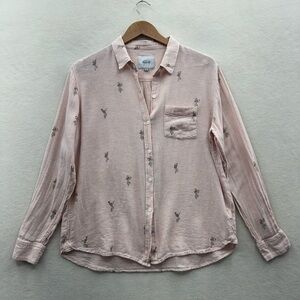 Rails Women’s Medium Pink Charli Hula Print Linen Rayon Button Up Shirt